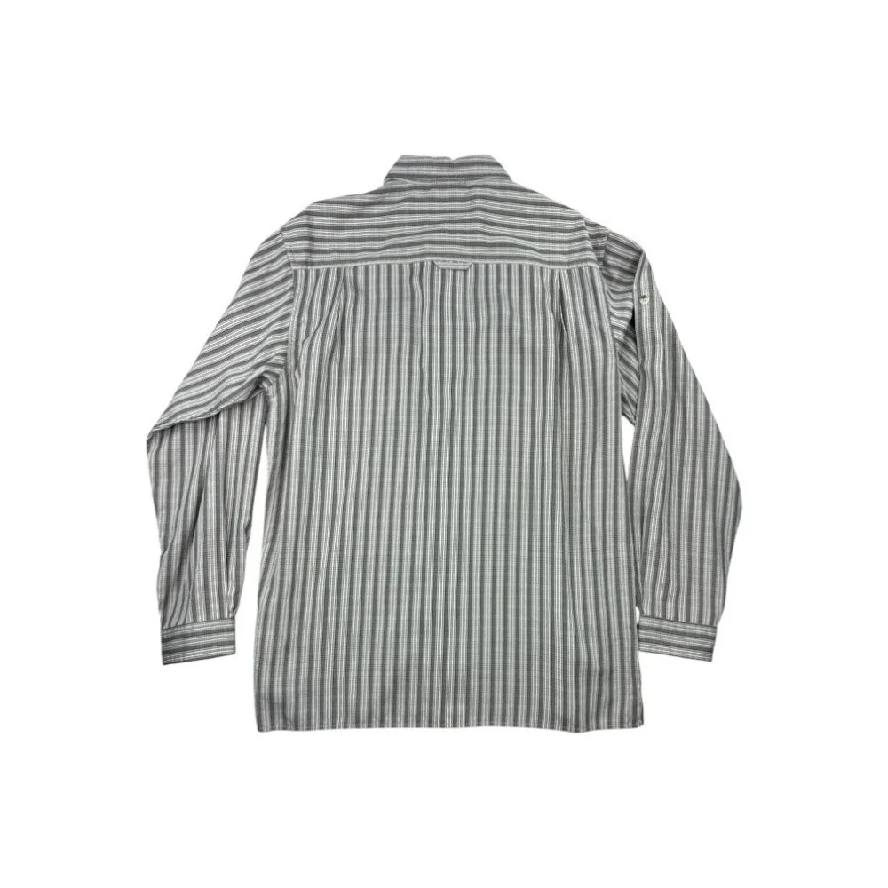The North Face Men's Large Striped Roll-Tab Long Sleeve Shirt Zipper Pocket Hike